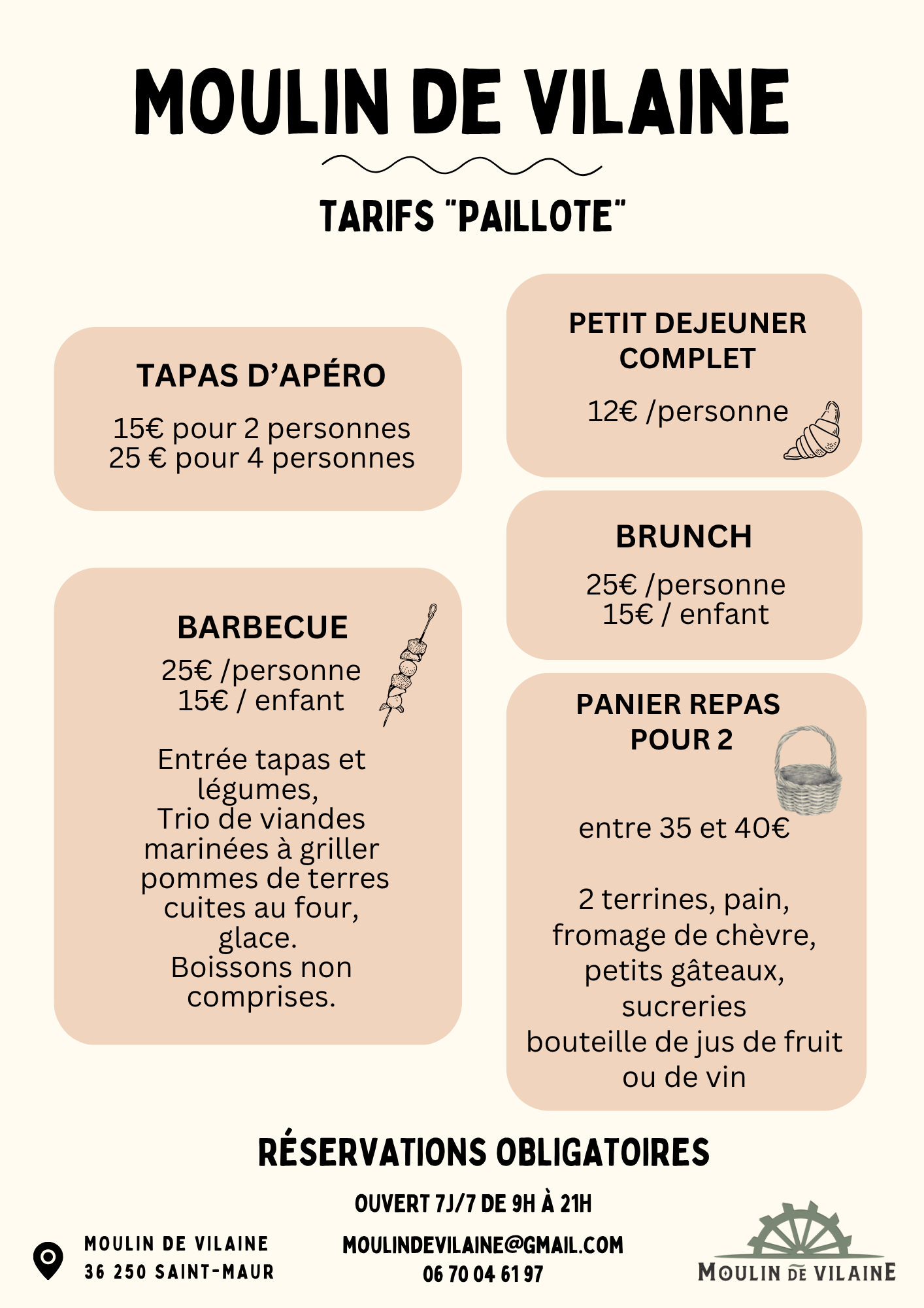 Autres prestations tarifs